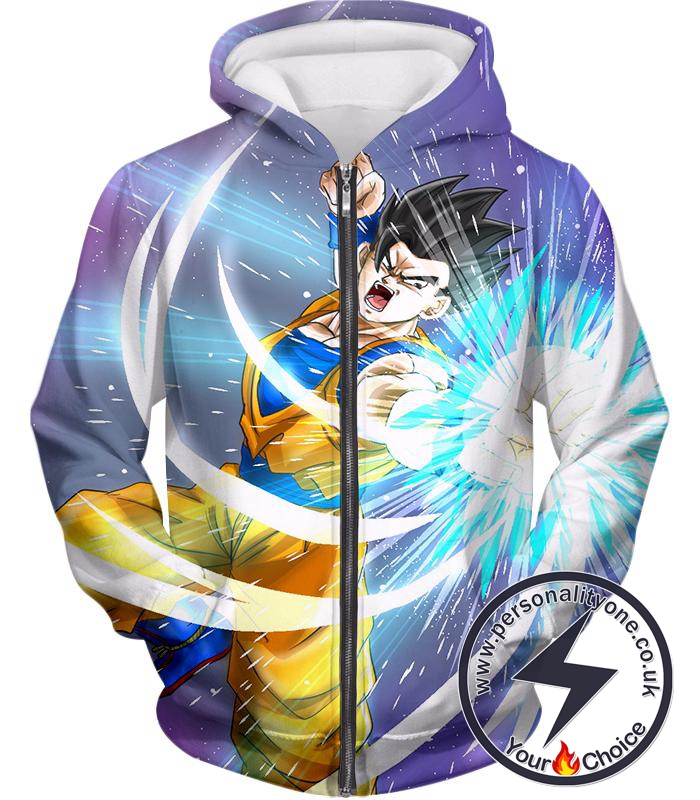 Dragon Ball Super Awesome Saiyan Hero Gohan Cool Anime Action Zip Up Hoodie